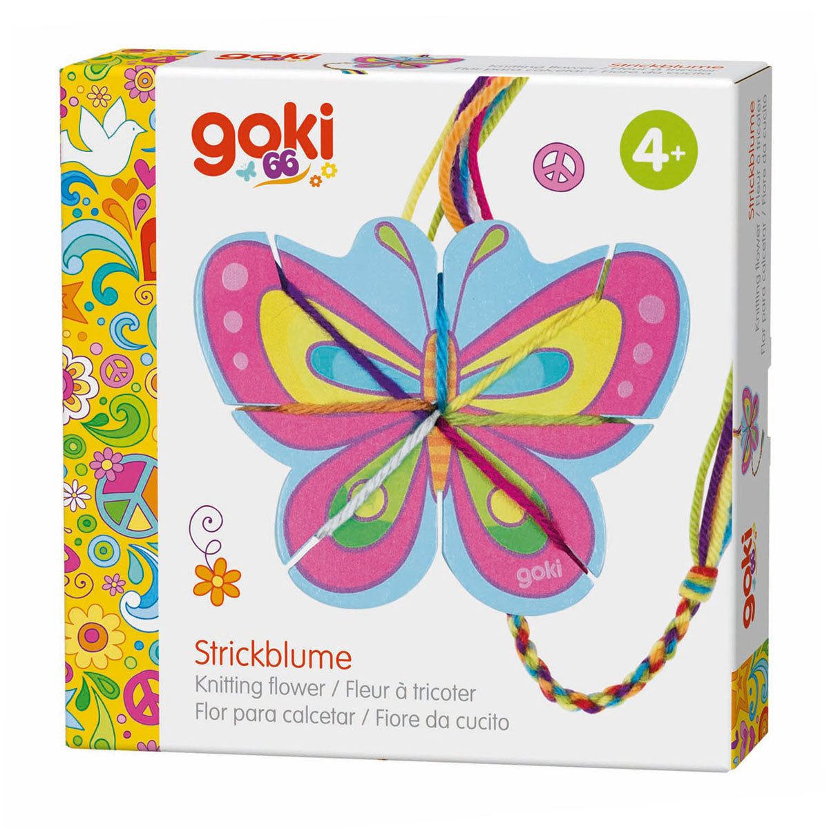 Goki tejiendo flor y tejiendo mariposa
