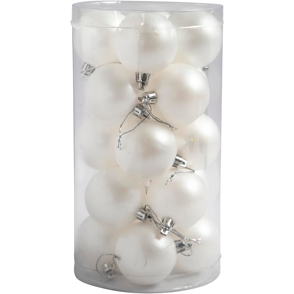 Creativ Company Bolas de Navidad, d 6 cm, blanco, nácar, 20 piezas 1 caja