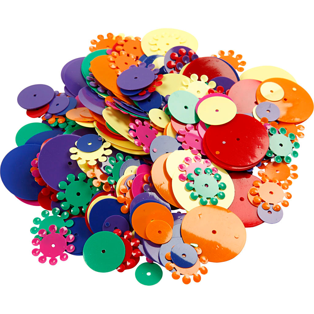 Paillettes Creativ company, tonde, misura 10-25 mm, vari colori, 250 gr 1 scatola
