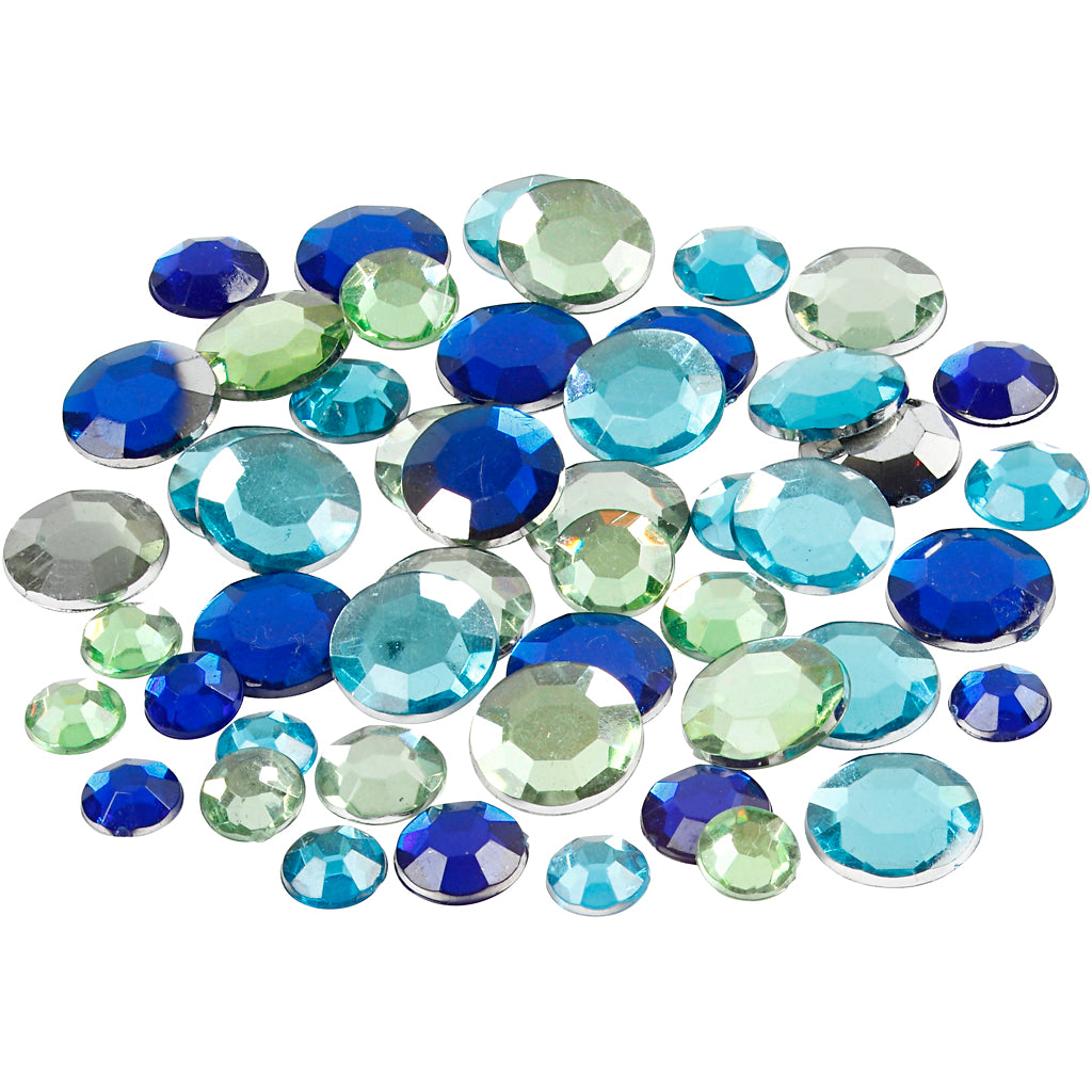 Strass Creativ company, tondo, misura 6+9+12 mm, armonia verde blu, 360 pezzi 1 scatola