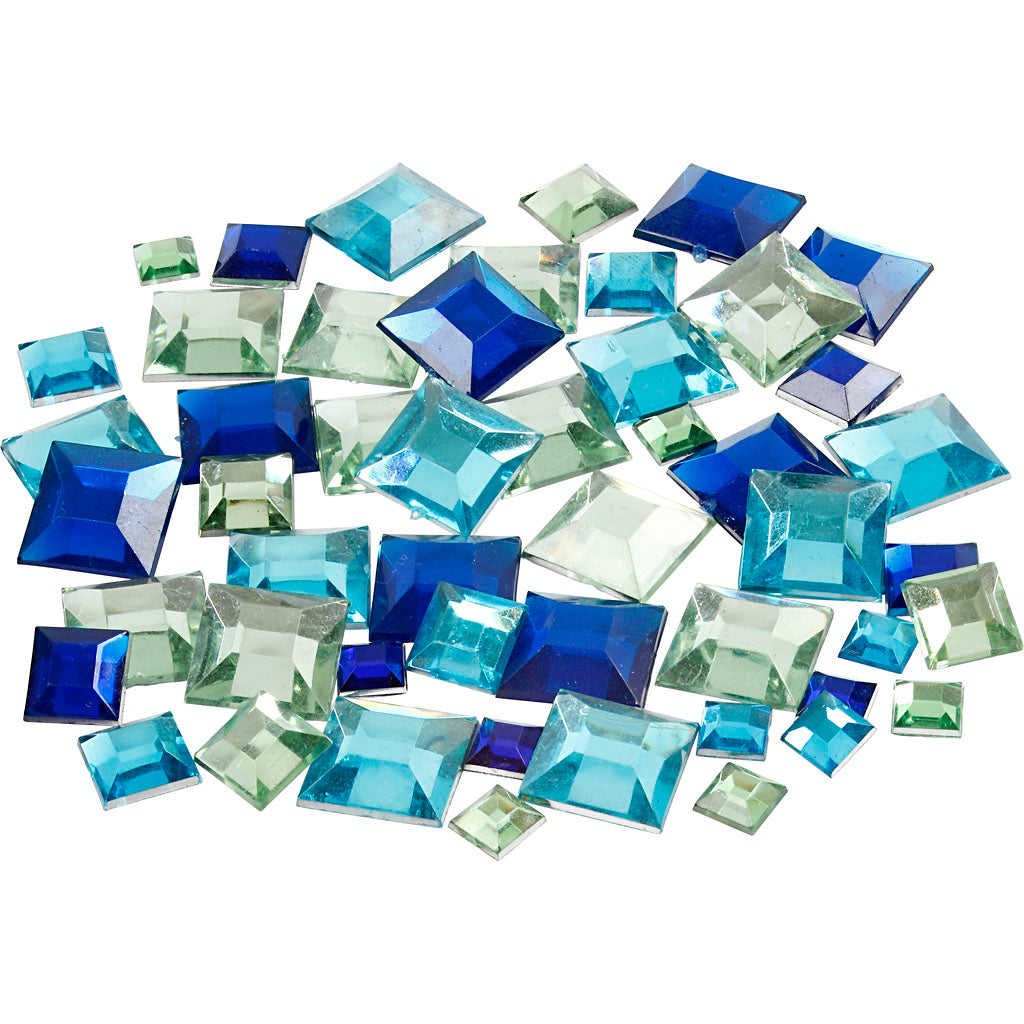 Strass Creativ company, quadrati, misura 6+9+12 mm, armonia verde blu, 360 pezzi 1 scatola