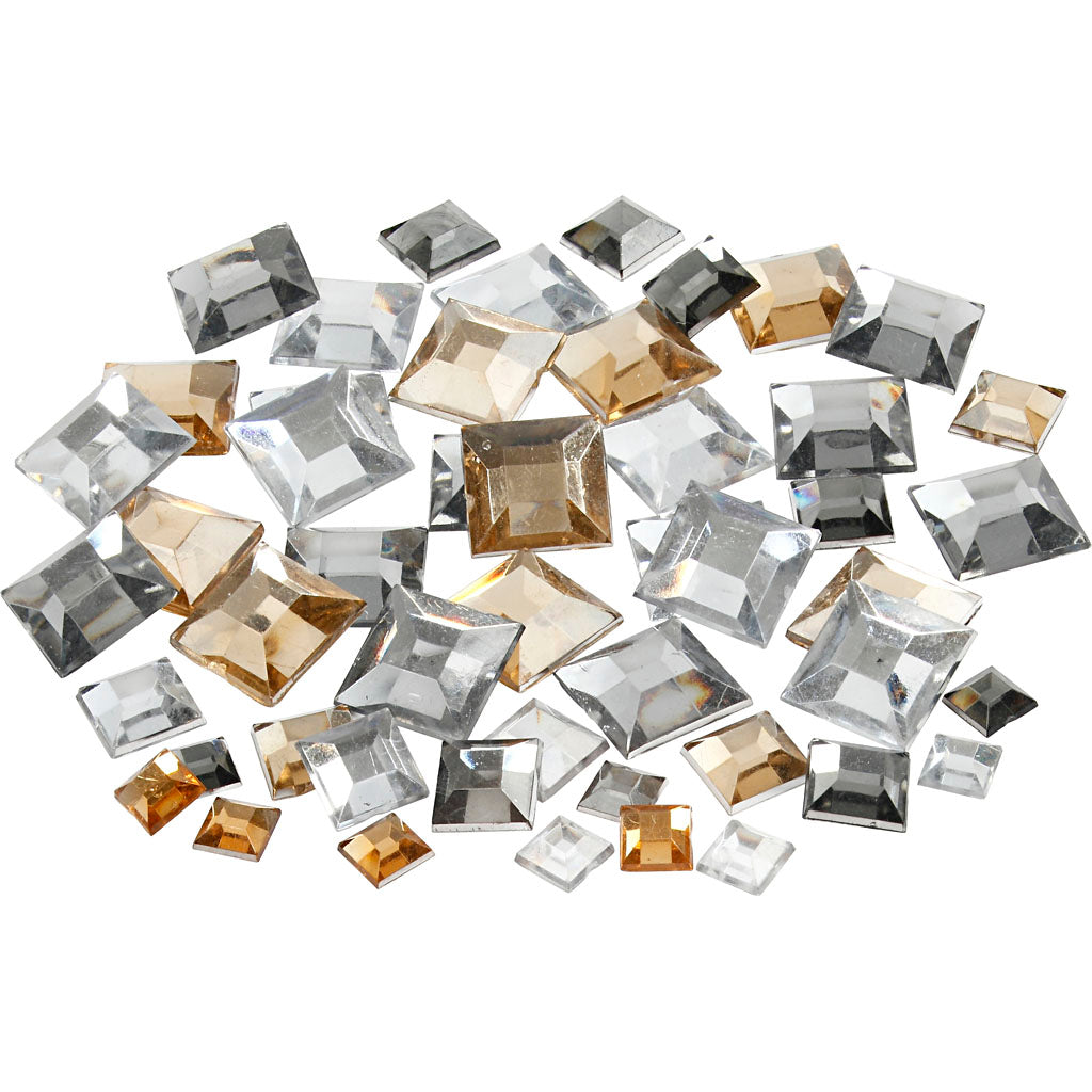 Strass Creativ Company, quadrati, misura 6+9+12 mm, lucentezza oro, 360 pezzi 1 scatola