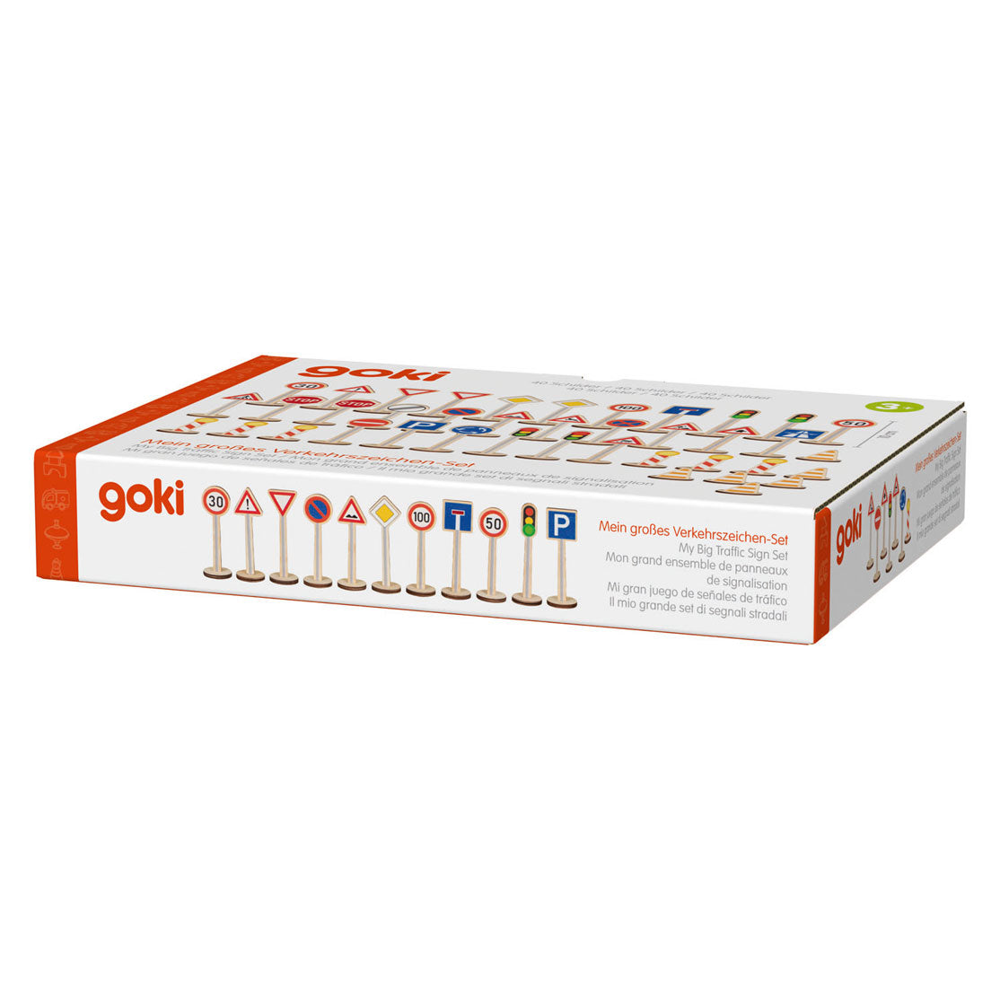 Set di segnali stradali in legno Goki - 40 pezzi.