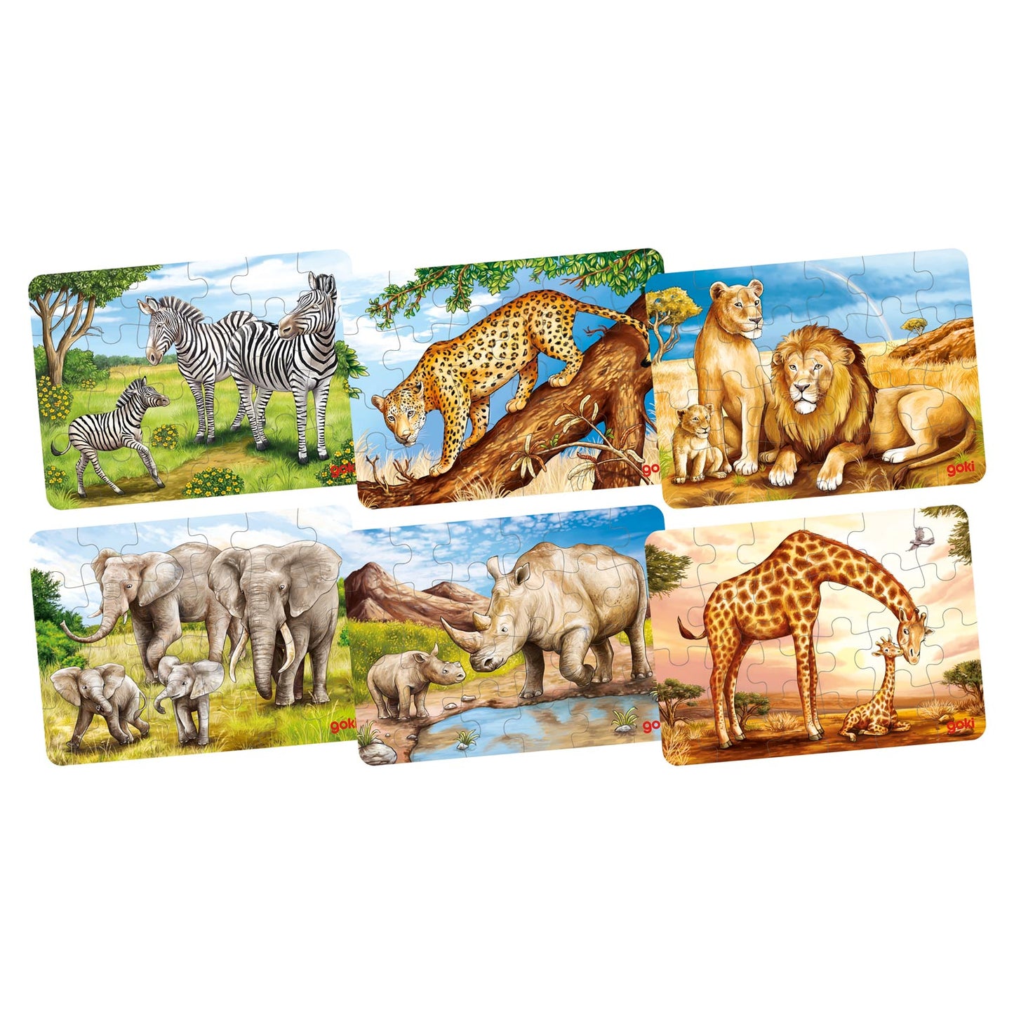 Goki Wooden Mini Puzzle Animali selvatici