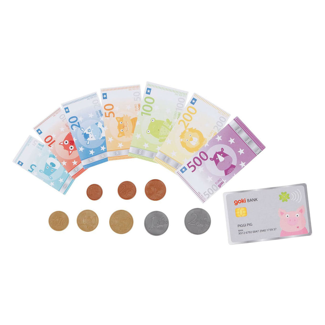 Goki juega a los animales de dinero con tarjeta de crédito y monedas, 117dlg.