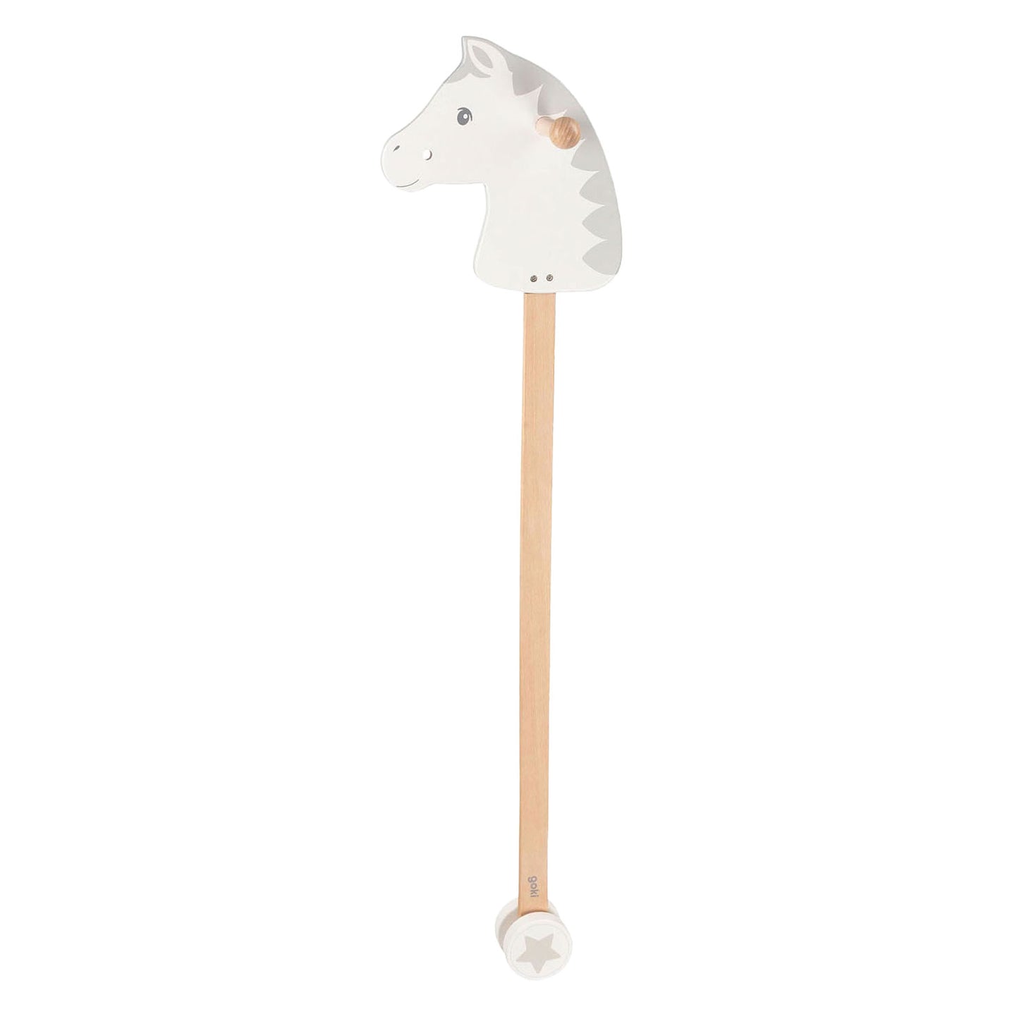 Goki Wooden Hobby Horse White con stella