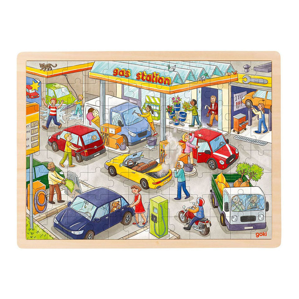 Stazione di benzina di Goki Wooden puzzle, 96st.
