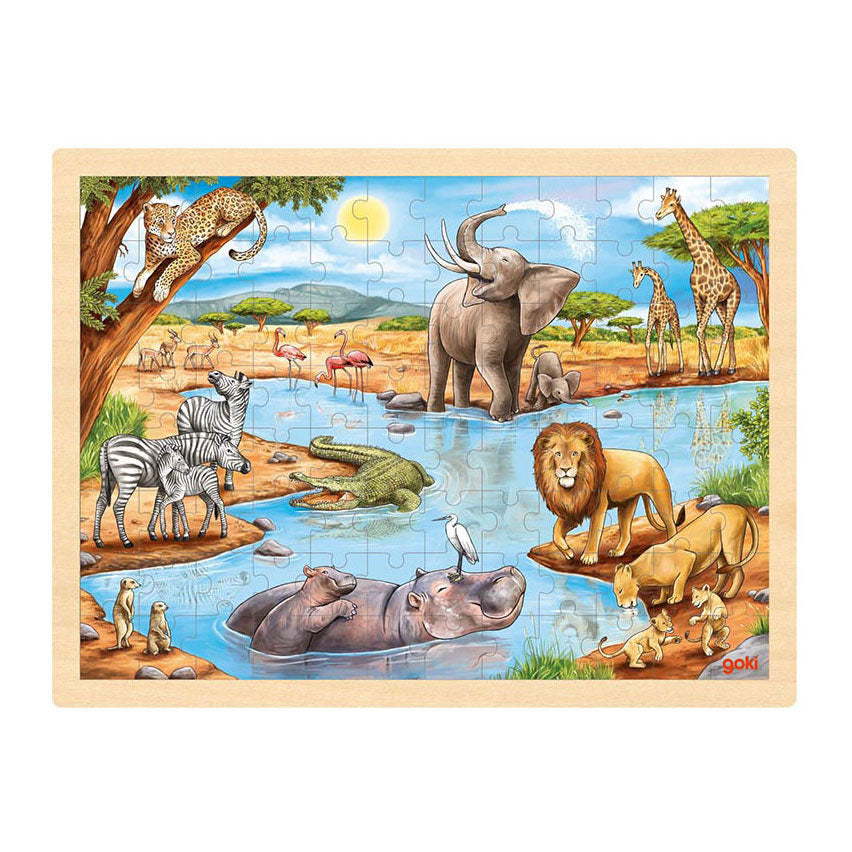 Goki Wooden Jigsaw Puzzle African Savanne, 96º.