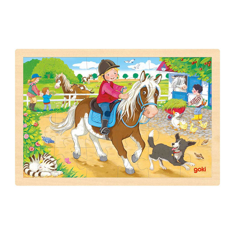 Goki Wooden Jigsaw Puzzle Pony Farm, 24 °.
