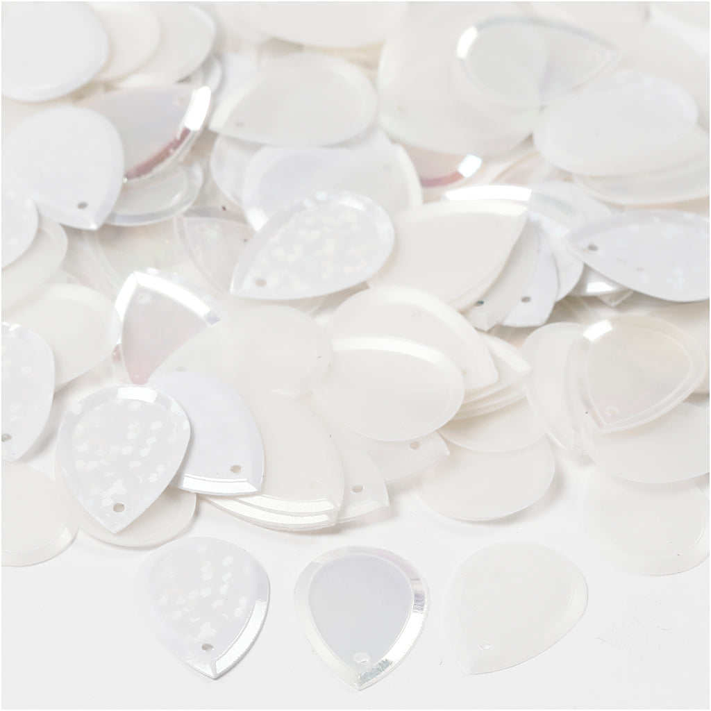 Paillettes Creativ company, goccia, misura 14x19 mm, bianco, 50 gr 1 scatola