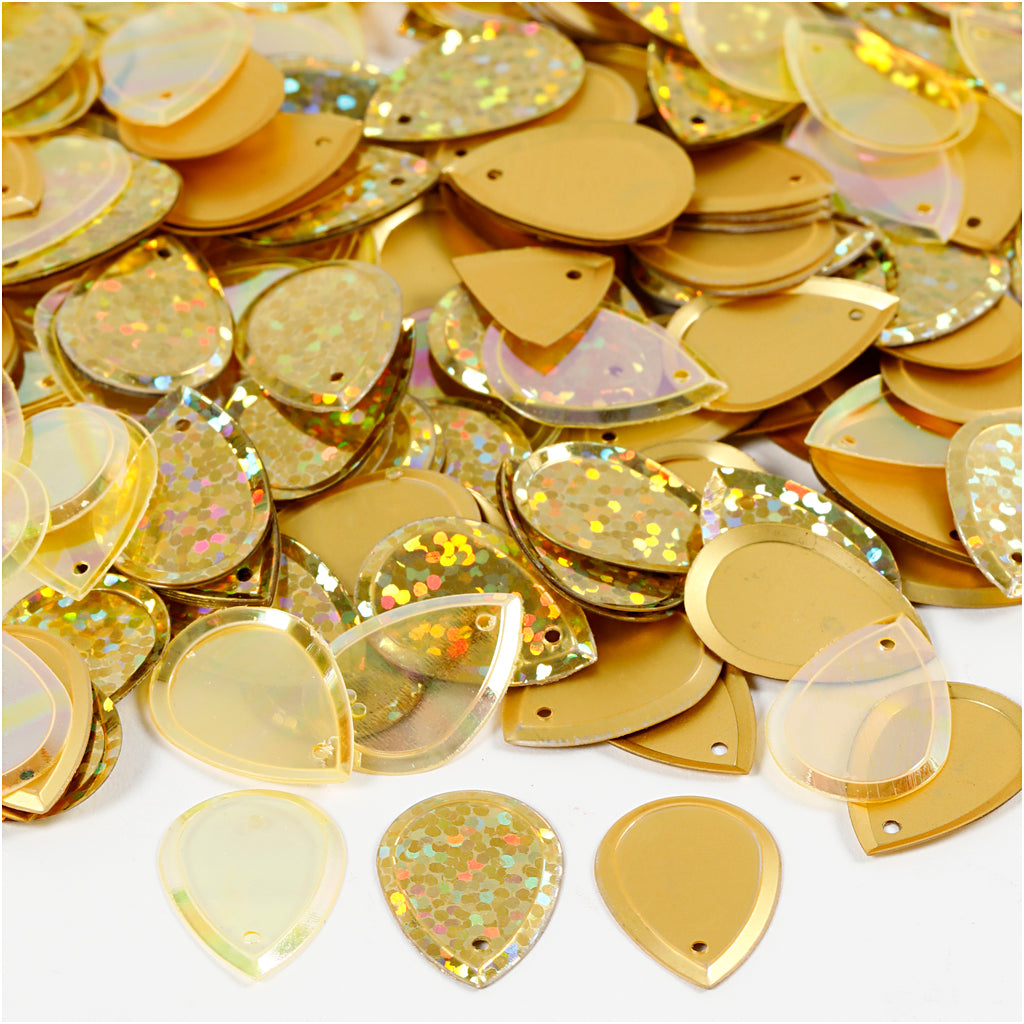 Paillettes Creativ company, goccia, misura 14x19 mm, oro, 50 gr 1 scatola