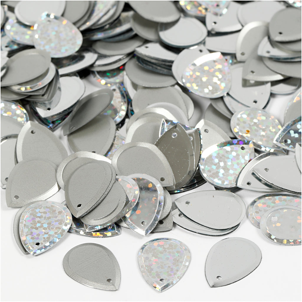 Paillettes Creativ company, goccia, misura 14x19 mm, argento, 50 gr 1 scatola