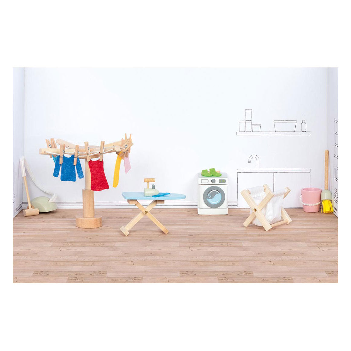 Accesorios para el espacio de cera de Poppenhuis de madera Goki