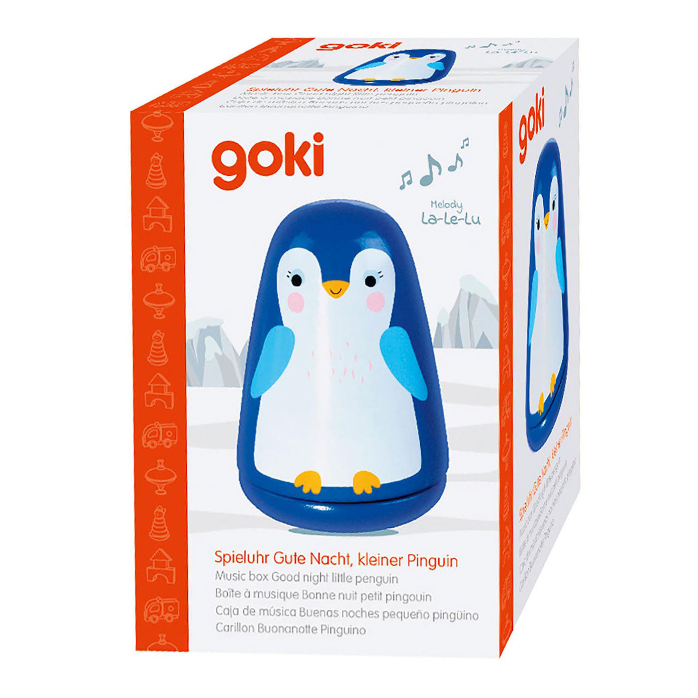 Goki Wooden Music Box Small Penguin Buona notte