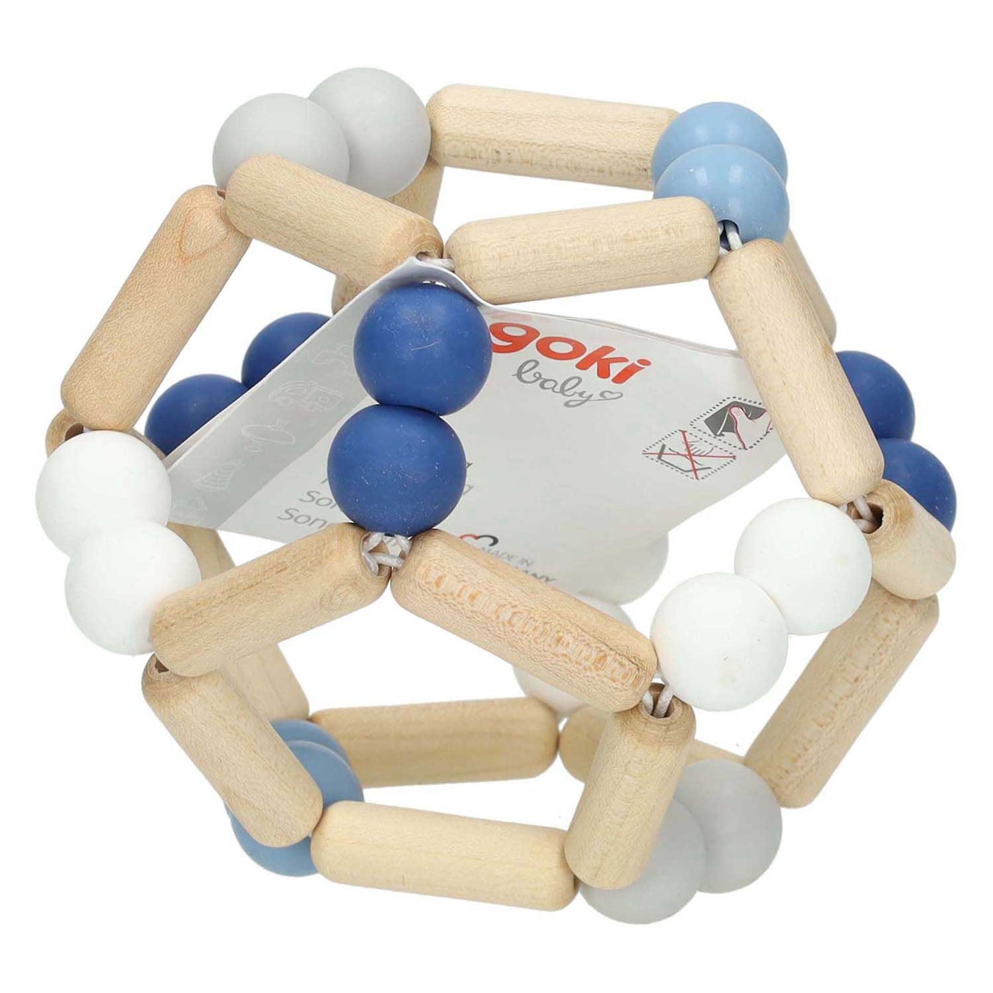 Bola elástica de agarre de madera de Goki azul