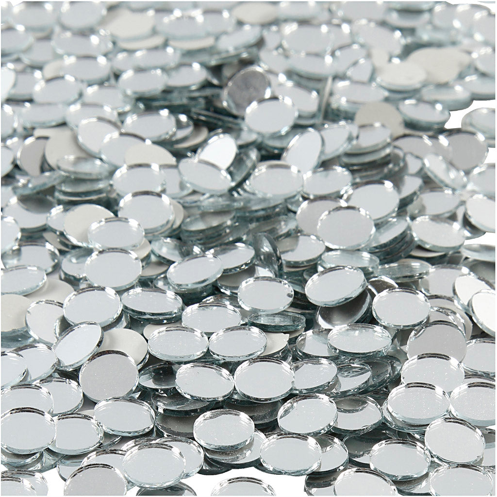 Creative Company Mirror Mosaic Tiles, Round, D 10 mm, Dikte 2 mm, 500 Piece 1 Box