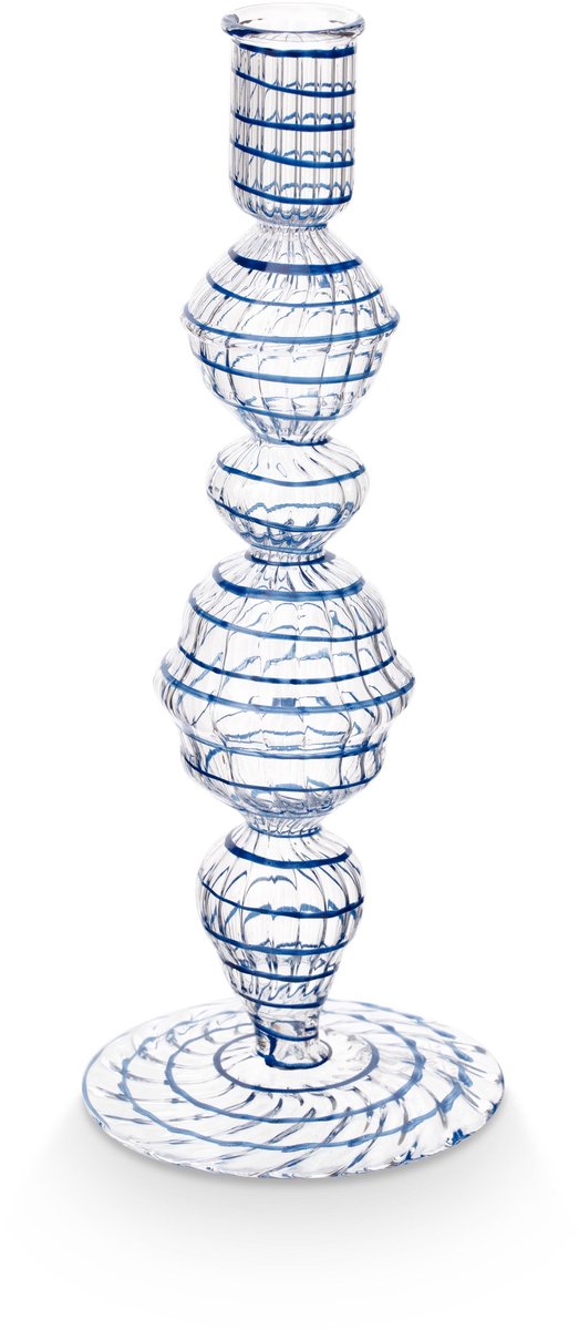 Pip studio candeliere a spirale - portacandele in vetro - blu scuro - 22 cm