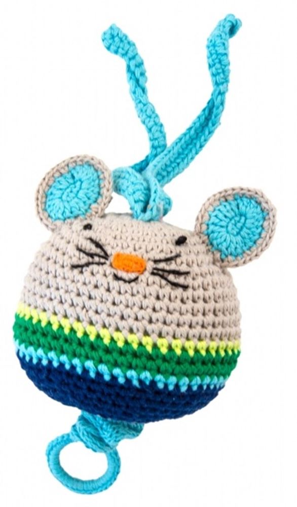 Mouse musicale all'uncinetto blu