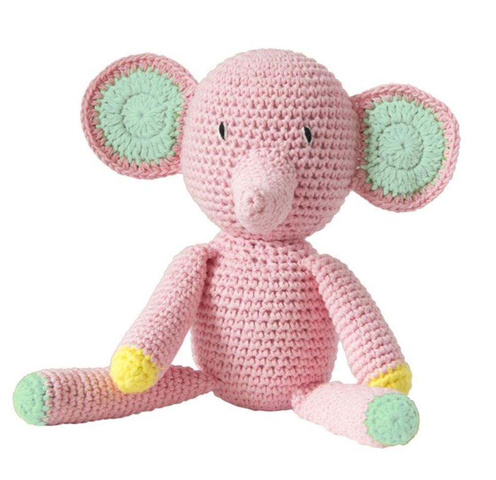 Peluche elefante rosa all'uncinetto