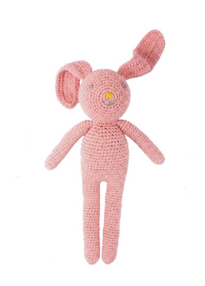 Peluche coniglio rosa all'uncinetto (3 pezzi) 3+
