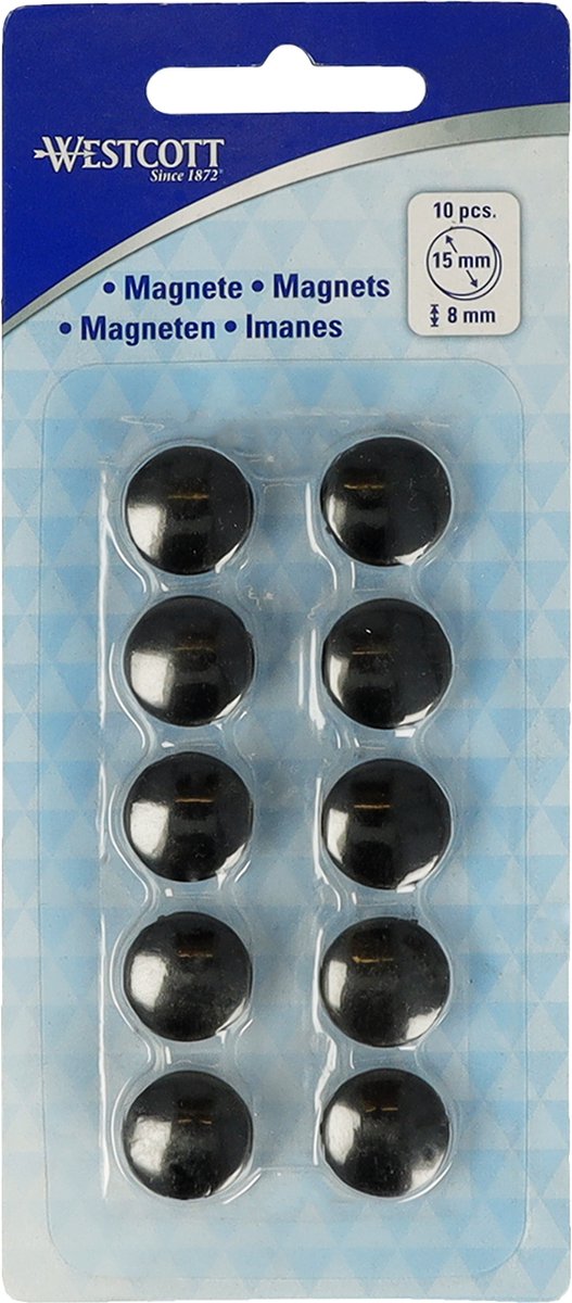 Magneti Westcott - ø 15x8mm - neri - 10 pezzi - ac-e10801