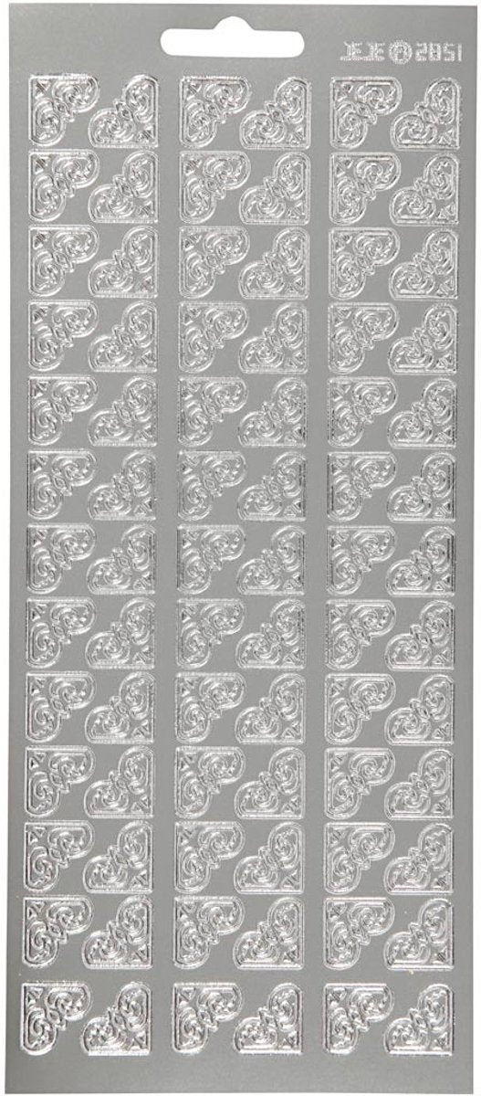 Pegatinas de empresa Creativ, esquinas, hoja 10x23 cm, plata, 1 hoja