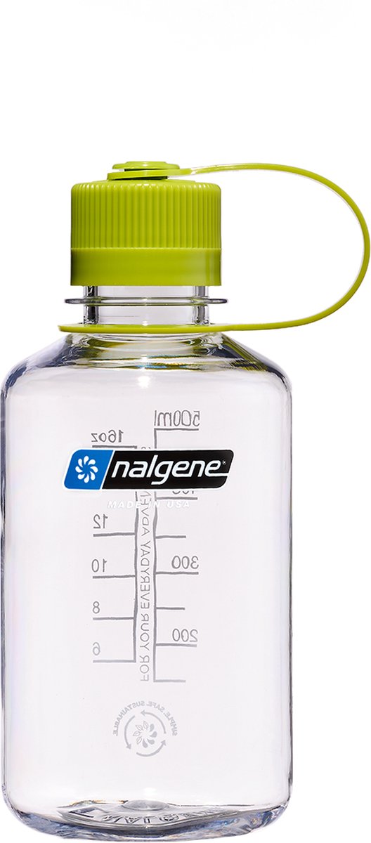 Nalgene - botella de boca estrecha - botella para beber - botella de agua - a prueba de fugas - 500 ml - sin bpa - sustentable - transparente