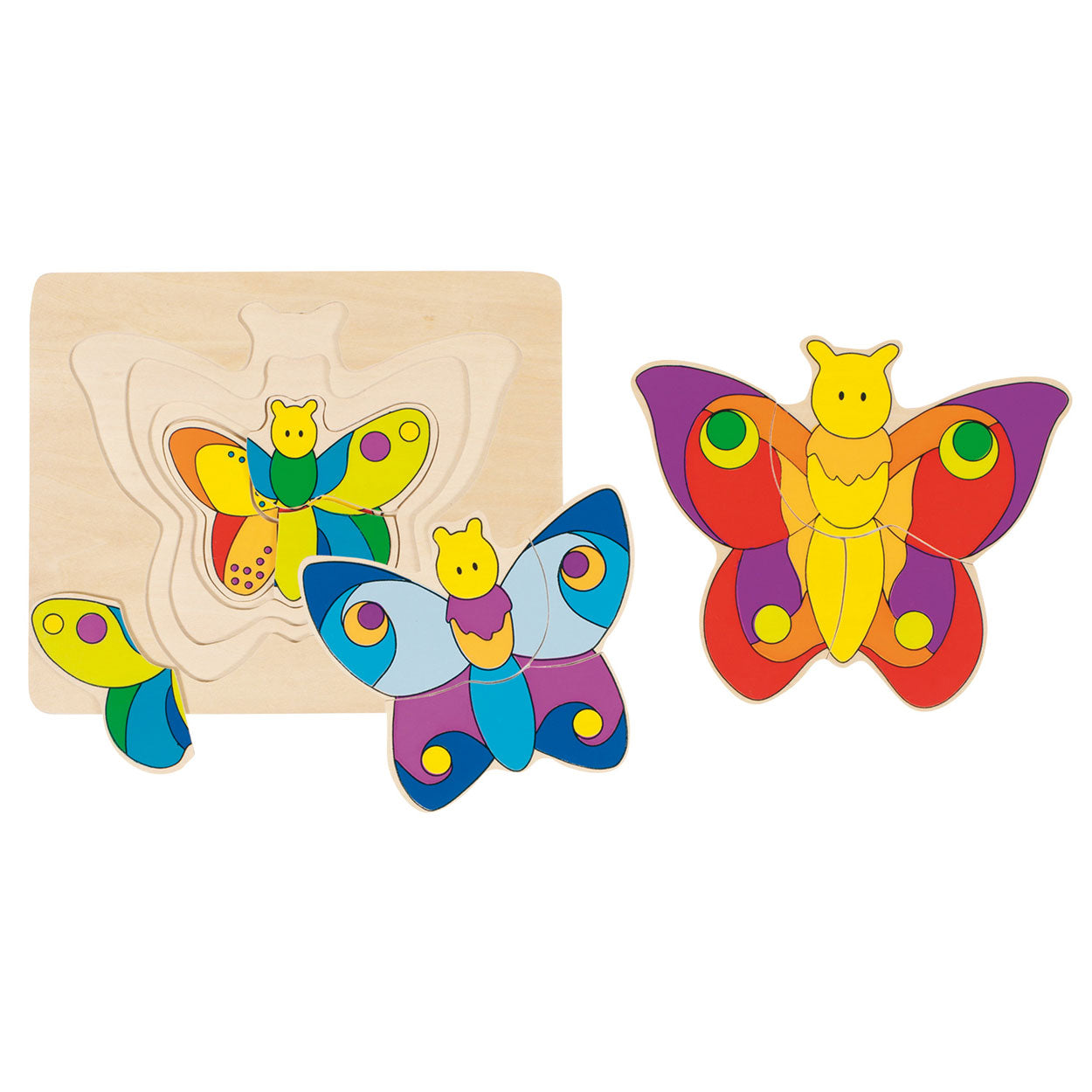 Mariposa de rompecabezas de 3 capas de madera de Goki