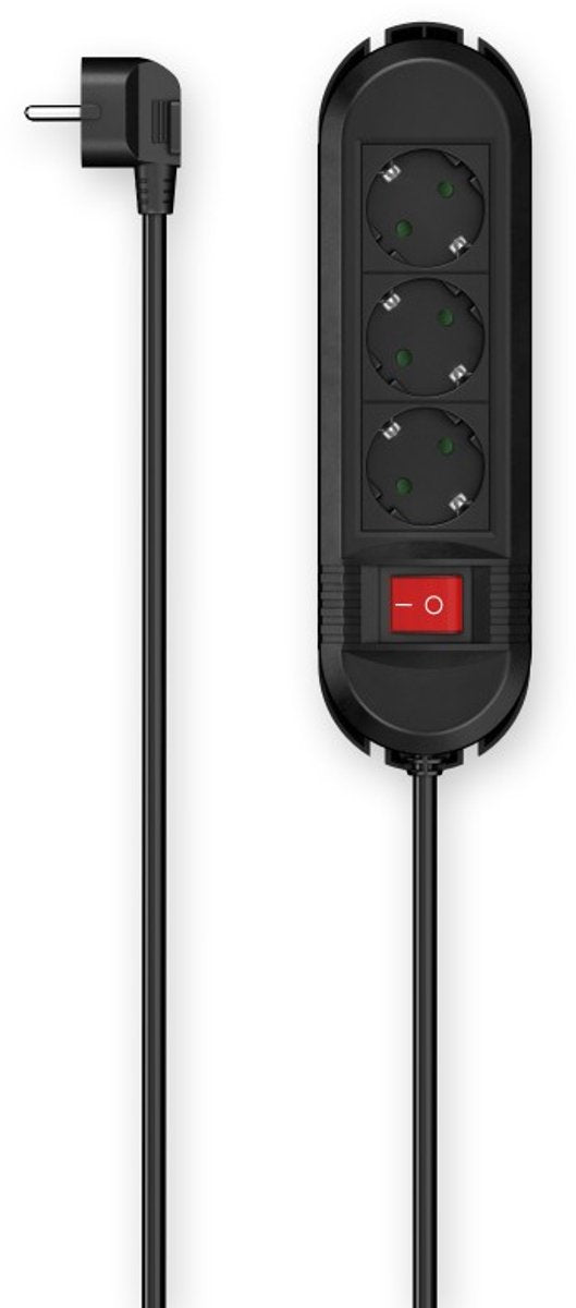 Regleta Hama de 3 vías con interruptor - montaje en pared - 3m. - negro