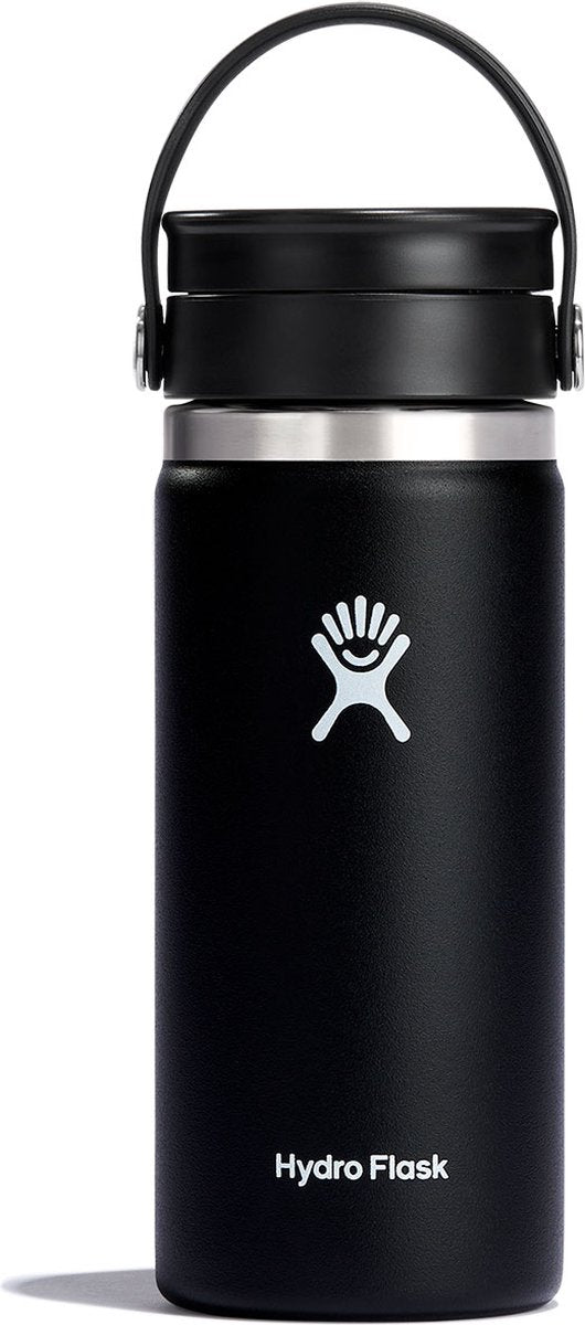 Tazza da caffè Hydro flask con coperchio largo e flessibile (473 ml) - nera