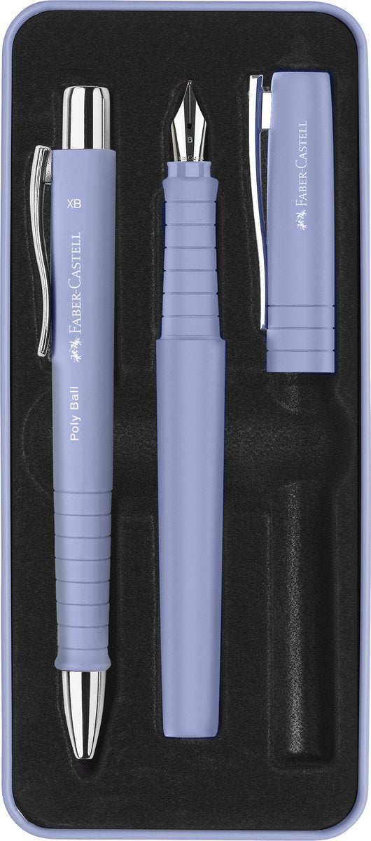 Faber-castell confezione regalo penna in polietilene - con penna a sfera e stilografica - iris pallido - fc-241051