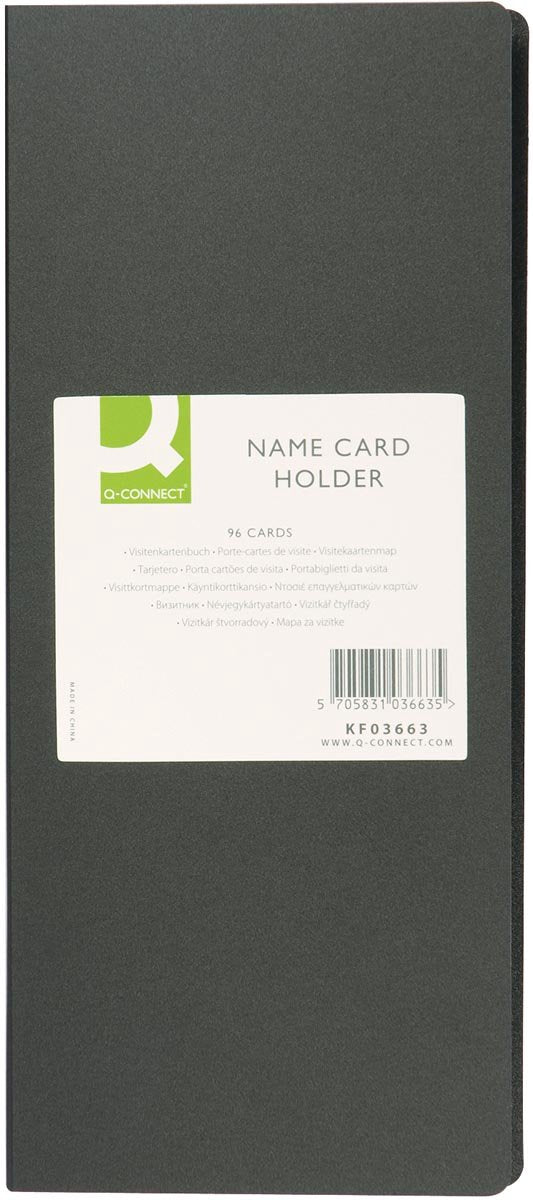 Cartella per biglietti da visita Q-connect | piedi 11 x 26 cm | per 96 carte | nero