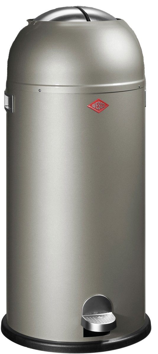 Wesco kickmaster maxi pattumiera | pattumiera a pedale | 40 litri | metallo - alpacca | bidone della spazzatura - prodotto in Germania
