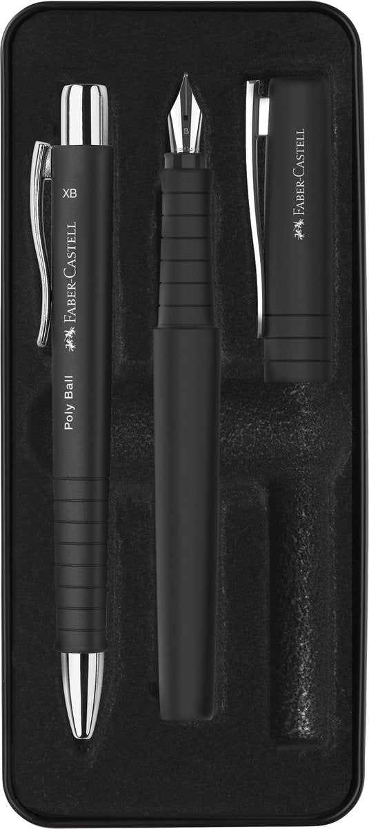 Faber-castell giftbox poly pen - set con bolígrafo y pluma estilográfica - negro - fc-241050