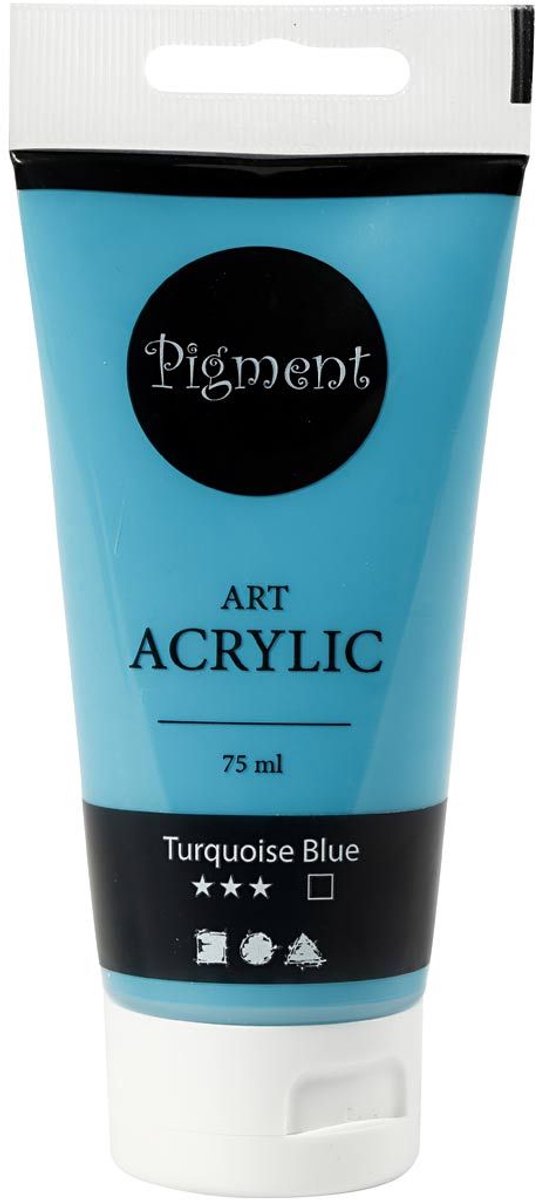 Pigment art acrylverf - turquoise blue- dekkend- - 75 ml