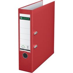 Ordner leitz 1010 plastica larghezza 8 cm inserto rosso etichetta foro di presa