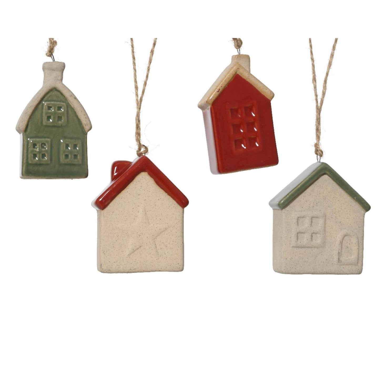 Decoris colgante navideño casita porcelana 3x5,7x7,2cm