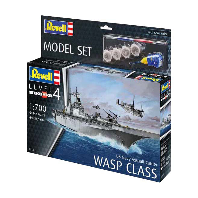 Kit modello Revell - Portaerei d'assalto della marina americana Wasp classe 1:700 - 142 pz.