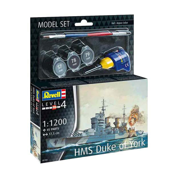 Kit de construcción de maquetas Revell - acorazado hms duque de york 1:1200 - 45 piezas.
