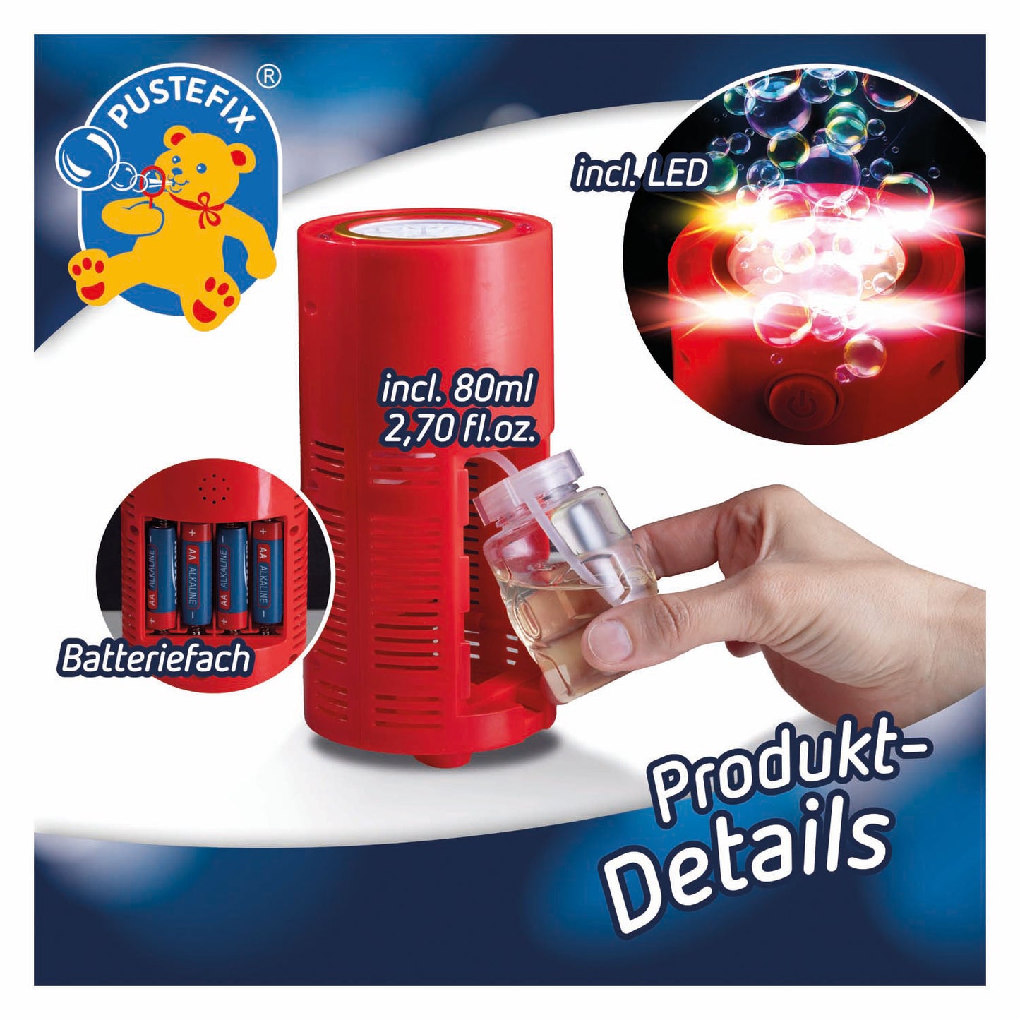 Fuegos artificiales de burbujas Pustefix con soplador de burbujas