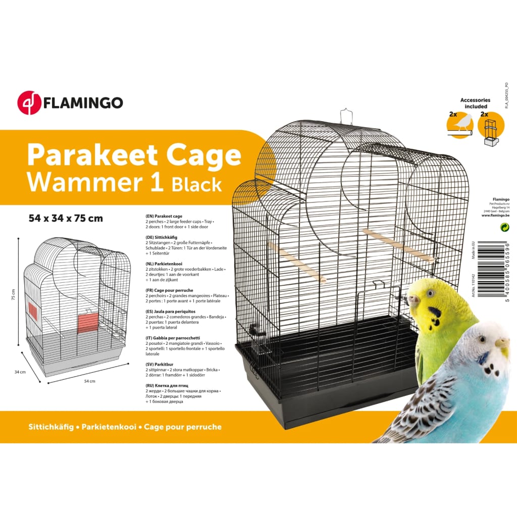 Flamingo flamingo Grasparietenkooi Wammer 1 54x34x75 cm negro