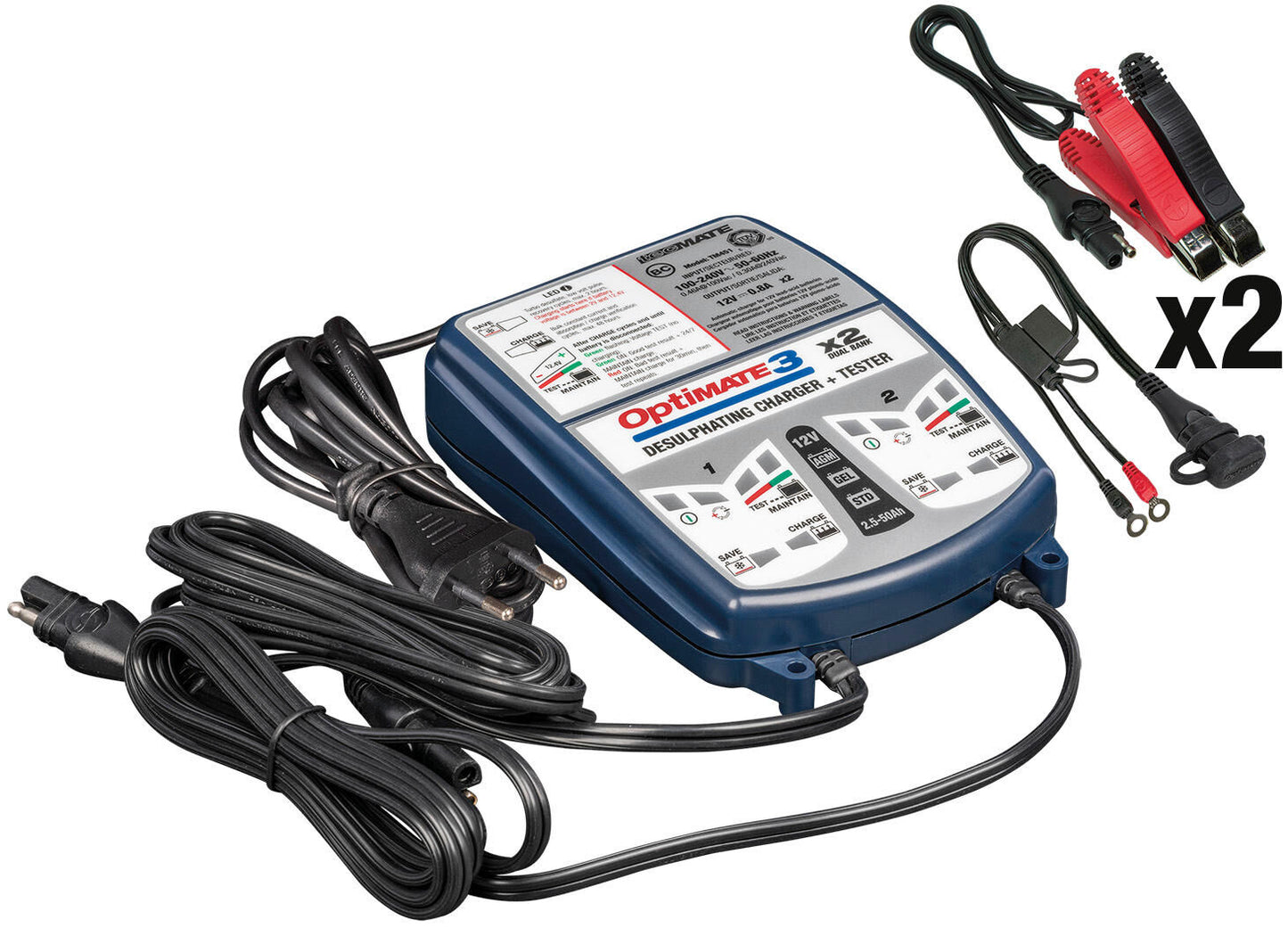 TecMate Battery Charger Optate3 Optate 3 Charger 2er Bank