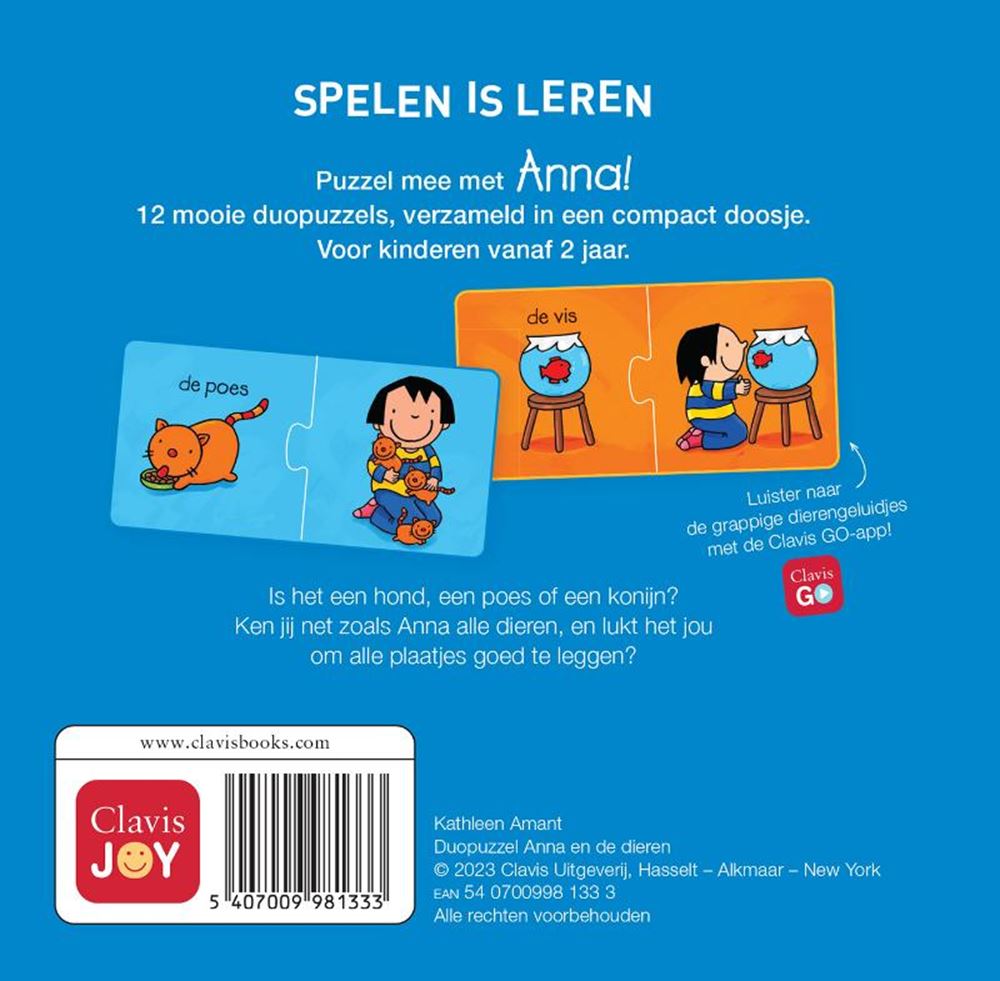 Duopuzzel anna y de dieren 2+