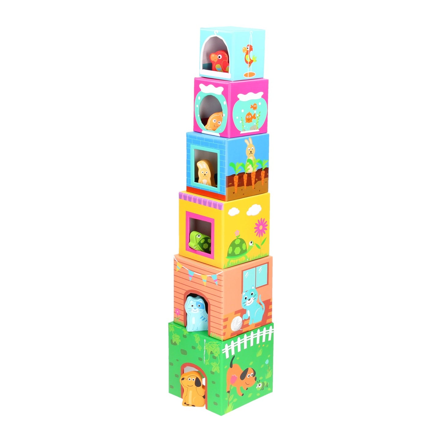 Torre de apilamiento de pies pequeño con animales
