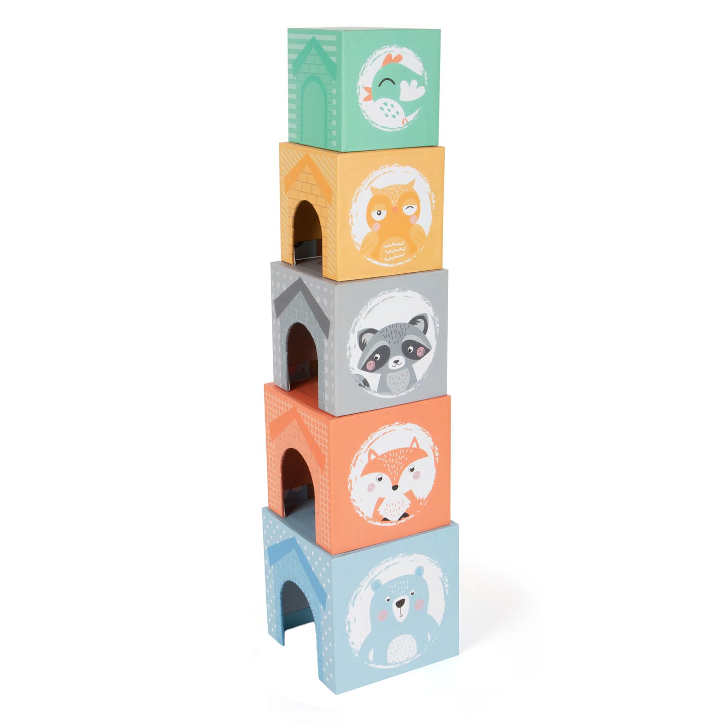 Small foot stacking tower with forest animals pastel, 10dlg.
