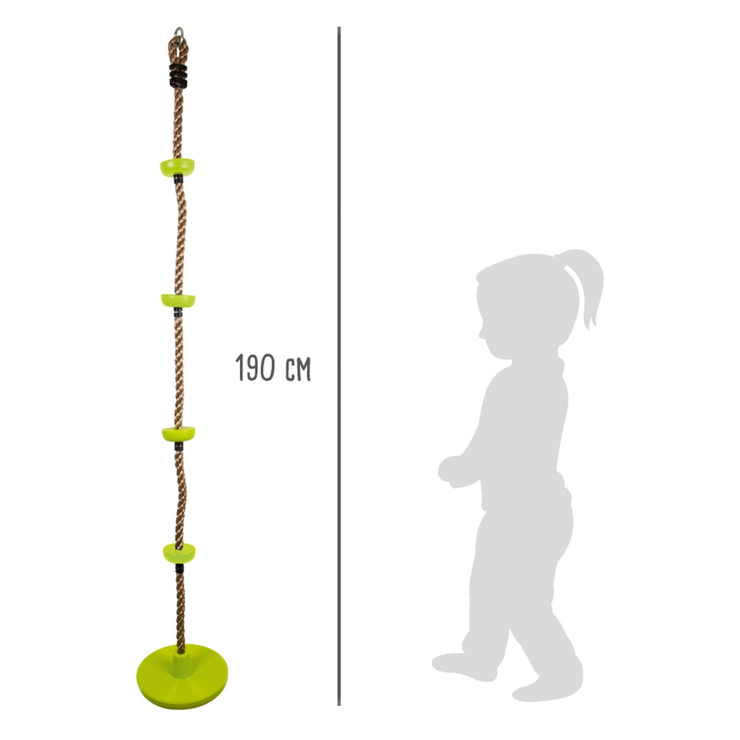 Cuerda de escalada de pie pequeño y columpio 2 en 1 verde, 190cm
