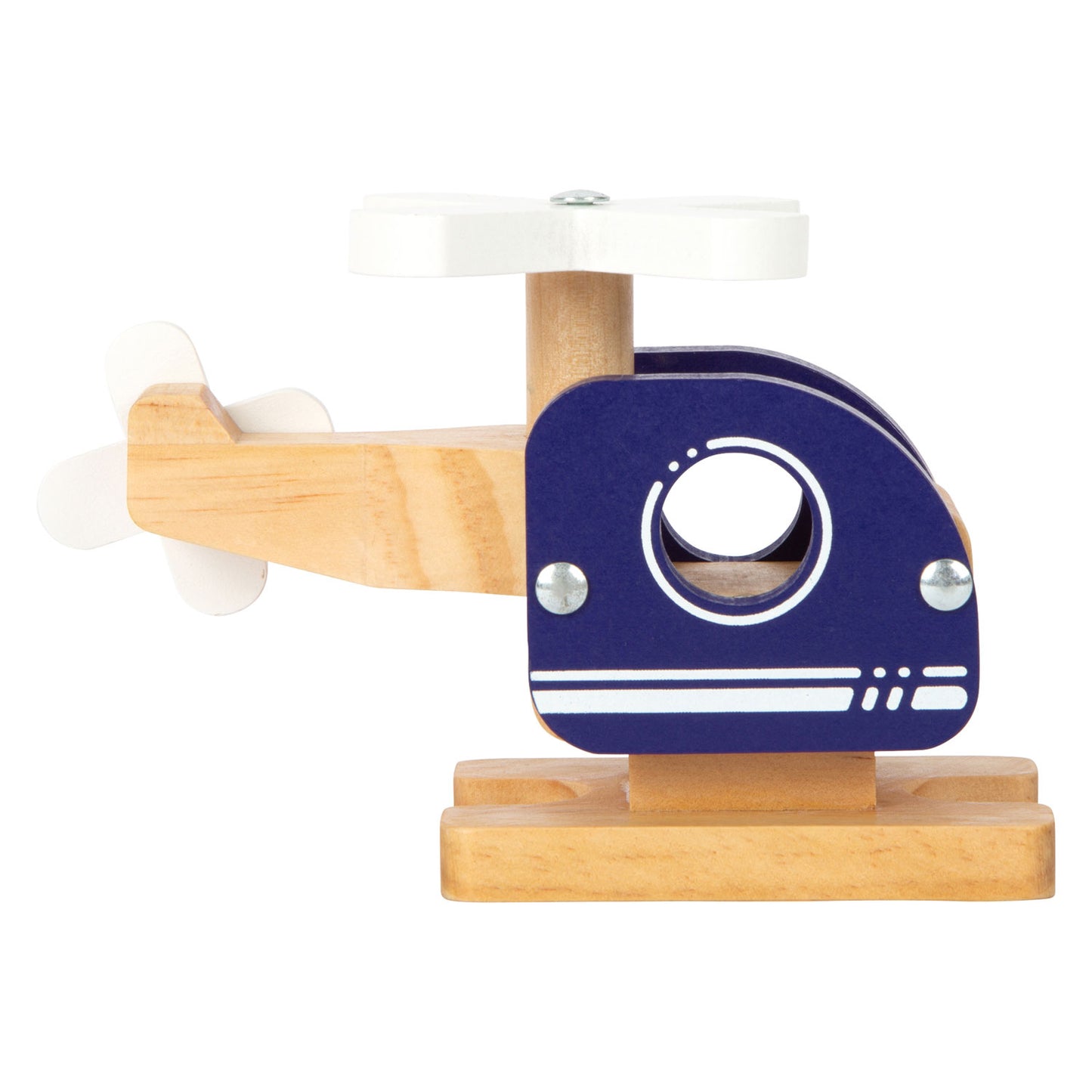 Blu elicottero in legno a piede piccoli