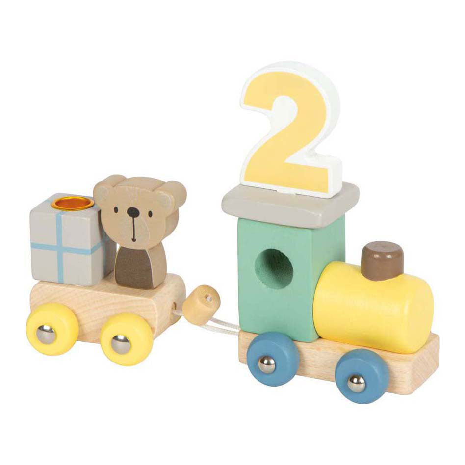 Piccolo piede - treno di compleanno in legno con animali