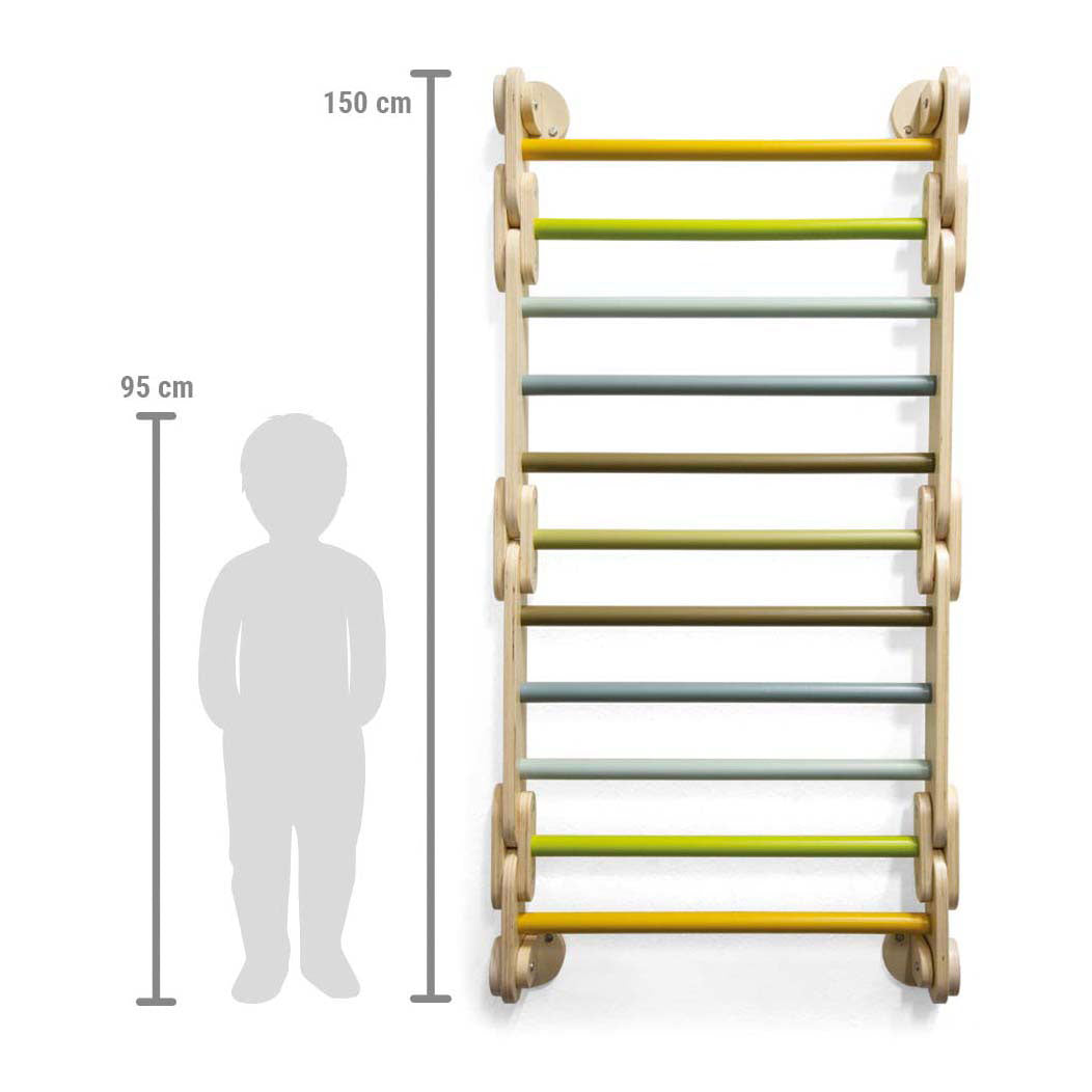 Piccolo piede in legno Klimrek 2in1 Triangolo e Avventura del rack da parete