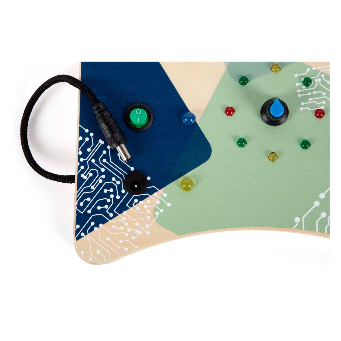 Tablero de actividad LED de madera de pie pequeño con luz e interruptores